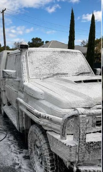 Landcruiser during the detailing process